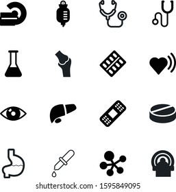 medicine vector icon set such as: signal, heartbeat, addiction, illness, gaster, eyedropper, silhouette, molecules, blister, round, knee, pack, structure, solution, atom, light, droplet, orthopedic
