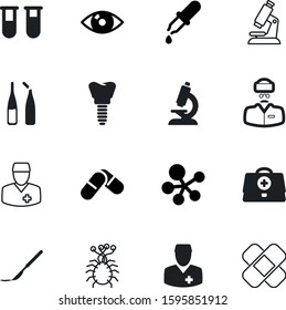 medicine vector icon set such as: tablet, pill, vaccine, malware, implantation, molecules, medication, microbiology, medicament, biotechnology, kit, capsule, chest, art, ampoules, silhouette