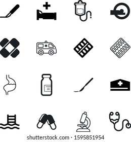 medicine vector icon set such as: stomach, bed, travel, education, microscope, protection, surgical, immunization, nurses, cover, round, cardiology, blue, drop, physician, operation, vial