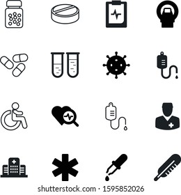 medicine vector icon set such as: snake, handicap, machine, work, stretcher, love, concept, construction, parking, doc, microbe, emblem, bottle, experiment, resonance, meteorology, search, logo
