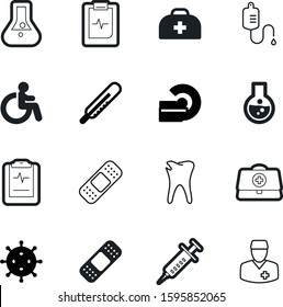 medicine vector icon set such as: caries, resonance, disability, toothache, dental, needle, machine, drug, stethoscope, people, counter, disabled, handicap, disable, cold, iv, physician, cell