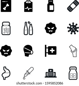 medicine vector icon set such as: pharmacology, ampule, femur, xray, bones, hospitalization, cardiology, adhesive, laboratory, help, mask, leg, digestion, phial, color, ampoule, long, people, droplet