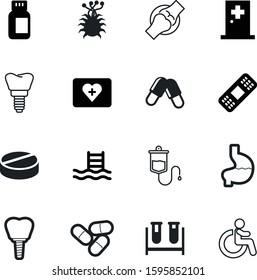 medicine vector icon set such as: chemotherapy, counter, organ, wheelchair, case, liquid, plaster, heal, protection, orthopedic, injury, parking, iv, disabled, flu, research, gastric, plasma