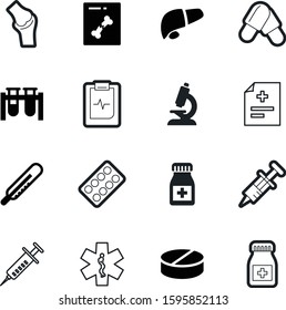 Medicine Vector Icon Set Such As: Aspirin, Leg, Tibia, Micro, Cold, Checklist, Internal, Digestive, Life, Organ, Chemical, Cardio, Zoom, Emergency, Shadow, Monitor, Vials, Caduceus, Surgery, Magnify