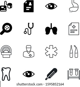 medicine vector icon set such as: surgeon, emergency, cross, organism, dentist, caduceus, microbiology, service, lungs, bacterium, collection, profession, machine, medicament, tonometer, oral