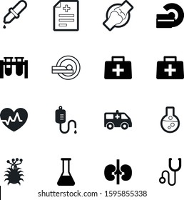 medicine vector icon set such as: data, report, people, disease, oncology, company, eye, beat, rescue, electrocardiogram, organism, bone, accident, monitor, vials, cell, tomography, femur, organ