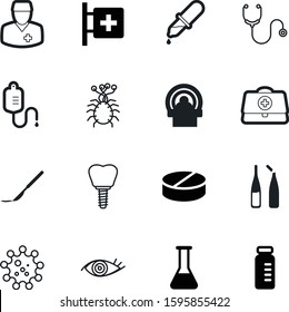 medicine vector icon set such as: cardiology, profession, eyeball, erlenmeyer, dropper, radiology, icons, service, chemotherapy, droplet, scan, injection, magnetic, specialist, scalpel, bright