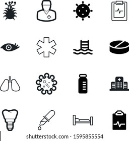 medicine vector icon set such as: help, physician, organ, implants, chest, building, bacteria, ems, micro, mold, chemistry, experiment, room, construction, implant, shadow, surgery, eyeball, lungs