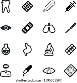 medicine vector icon set such as: first, start, operation, toothache, employee, vaccine, nursing, patch, measuring, hot, injury, hygiene, dentistry, rubber, stomach, technology, assistance, bandage