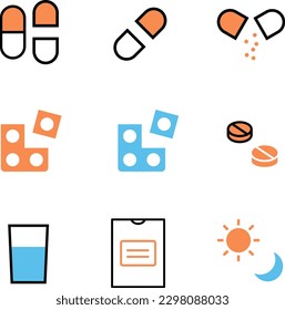 conjunto de iconos vectoriales de medicina como cápsula y tablet