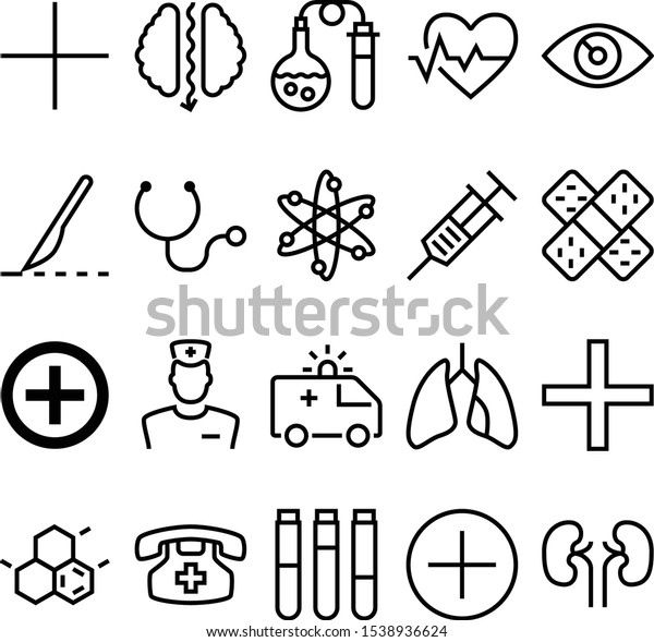 medicine vector icon set such as: surgical, cover,
employee, lung, needle, power, kidneys, sticker, contact, connect,
injection, profession, biotechnology, communication, sport,
reception, cutter