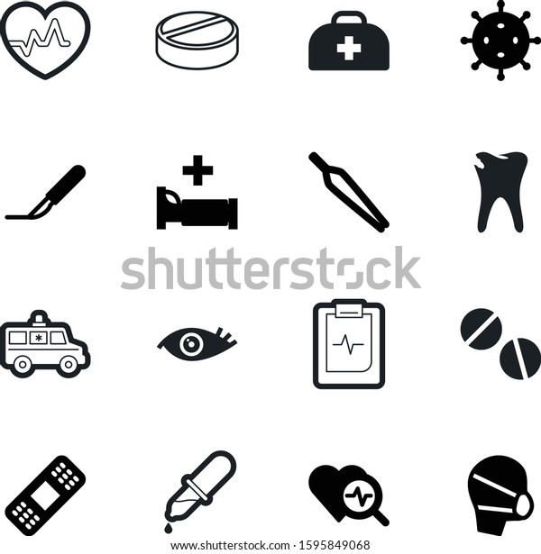 medicine\
vector icon set such as: experiment, object, dating, ekg, droplet,\
medic, electrocardiogram, vision, enamel, accident, urgent, male,\
dent, note, adhesive, vehicle, car, bag,\
scalpel