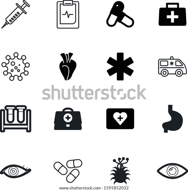 medicine vector icon set such as: needle, liver,\
research, sample, transportation, internal, gastric, wave,\
assistance, simple, chart, pulse, vial, vaccine, cure, work, tube,\
cardio, life, glass