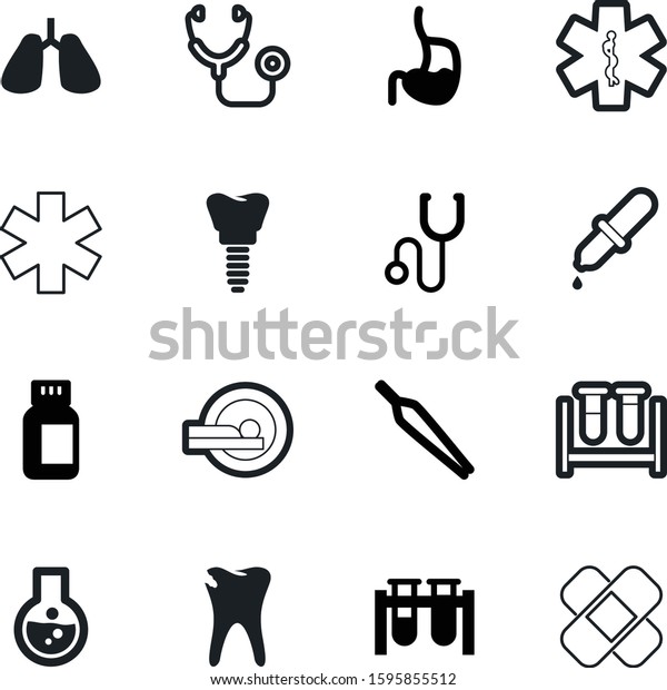 medicine vector icon set such as: ray, sample,\
professional, tablet, aid, biochemistry, medicament, eye, denture,\
erlenmeyer, collection, start, pain, enamel, beaker, plaster,\
medication, disease