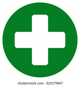 Medicine vector icon. Style is flat symbol, green color, rounded angles, white background.