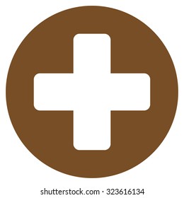 Medicine vector icon. Style is flat symbol, brown color, rounded angles, white background.
