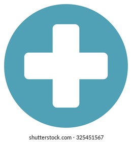 Medicine vector icon. Style is flat symbol, cyan color, rounded angles, white background.