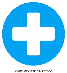 Medicine vector icon. Style is flat symbol, blue color, rounded angles, white background.
