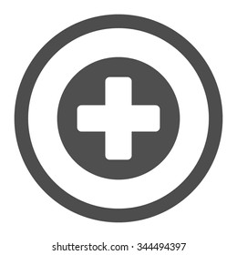 Medicine vector icon. Style is flat rounded symbol, gray color, rounded angles, white background.