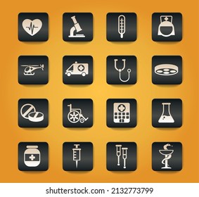 medicine vector icons for web and user interface design