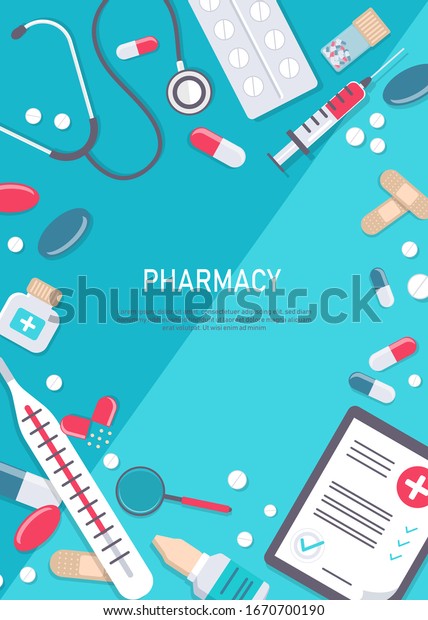 Medicine Vector Illustration Pharmacy Background Pharmacy Stock Vector ...