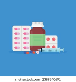 Ilustración vectorial de la medicina, concepto de farmacia