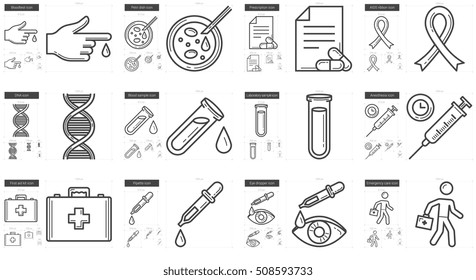 Medicine vector line icon set isolated on white background. Medicine line icon set for infographic, website or app. Scalable icon designed on a grid system.