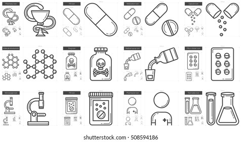 Icono de línea vectorial de medicina aislado en fondo blanco. Icono de línea de medicina establecido para infografía, sitio web o aplicación. Icono escalable diseñado en un sistema de cuadrícula.