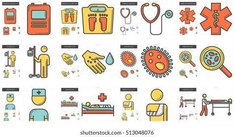 Medicine vector line icon set isolated on white background. Medicine line icon set for infographic, website or app. Scalable icon designed on a grid system.