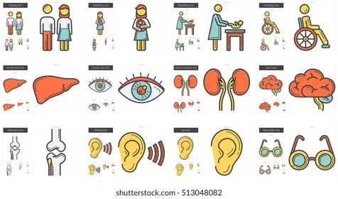 Medicine vector line icon set isolated on white background. Medicine line icon set for infographic, website or app. Scalable icon designed on a grid system.