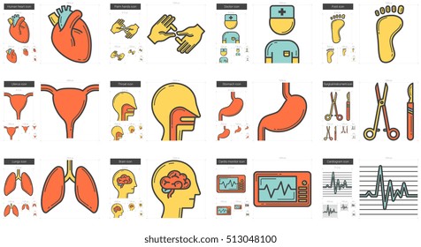 Medicine vector line icon set isolated on white background. Medicine line icon set for infographic, website or app. Scalable icon designed on a grid system.