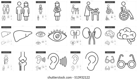 Medicine vector line icon set isolated on white background. Medicine line icon set for infographic, website or app. Scalable icon designed on a grid system.