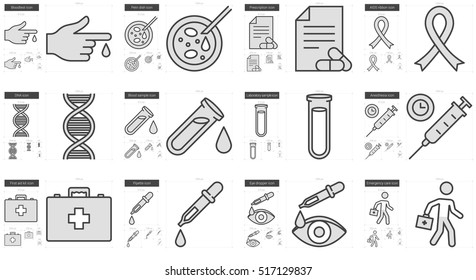 Medicine vector line icon set isolated on white background. Medicine line icon set for infographic, website or app. Scalable icon designed on a grid system.