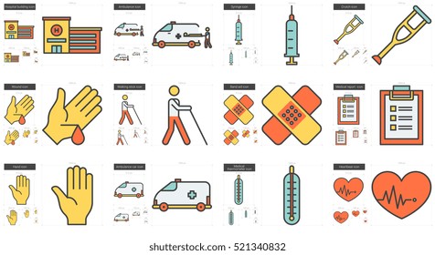 Medicine vector line icon set isolated on white background. Medicine line icon set for infographic, website or app. Scalable icon designed on a grid system.