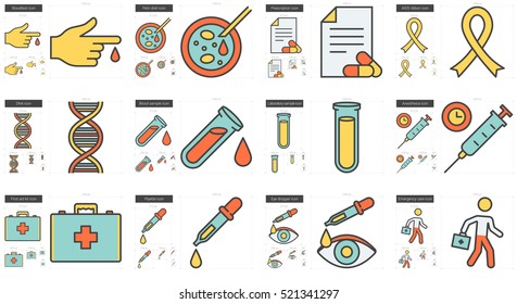 Medicine vector line icon set isolated on white background. Medicine line icon set for infographic, website or app. Scalable icon designed on a grid system.