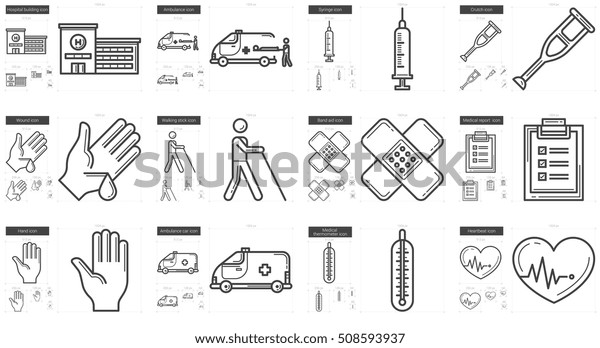 Medicine vector line icon set isolated on
white background. Medicine line icon set for infographic, website
or app. Scalable icon designed on a grid
system.