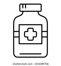 Medicine Vector Outline Icon Isolated On White Background
