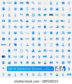 medicine vector sticker icons with shadow. Paper cut