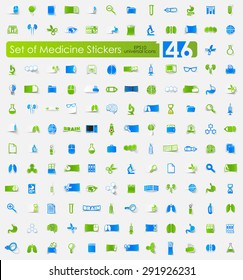 medicine vector sticker icons with shadow. Paper cut
