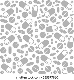 Medicine vintage seamless pattern. background made from pills and capsules. Vector Illustration
