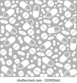 Medicine vintage seamless pattern. background made from pills and capsules. Vector Illustration