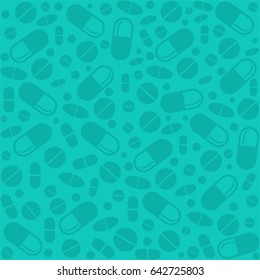 Medicine vintage seamless pattern. Background made from pills and capsules. Vector Illustration