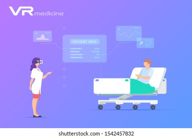 Medicine in Virtual Reality scanning Patient Flat Vector illustration