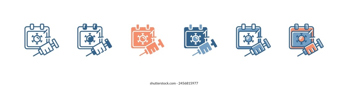 medicine virus syringe vaccine treatment icon set disease injection calendar schedule symbol vector illustration