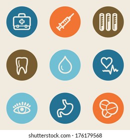 Juego de iconos de la web de Medicina 1 , botones de círculo de color