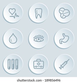 Medicine web icon set 1 , white sticker buttons