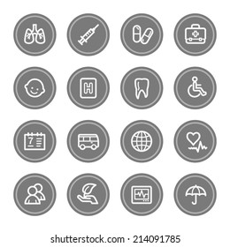 Medicine web icon set 1, grey circle buttons
