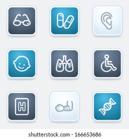 Juego de iconos de la web de Medicina 2, botones cuadrados