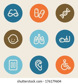 Juego de iconos de la web de Medicina 2 , botones de círculo de color