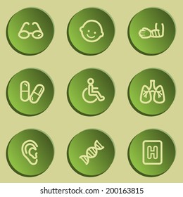 Medicine  web icon set 2, green paper stickers set